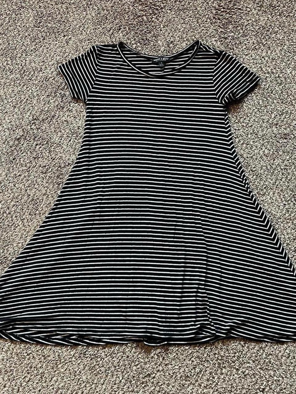 About A Girl black + white striped tshirt dress